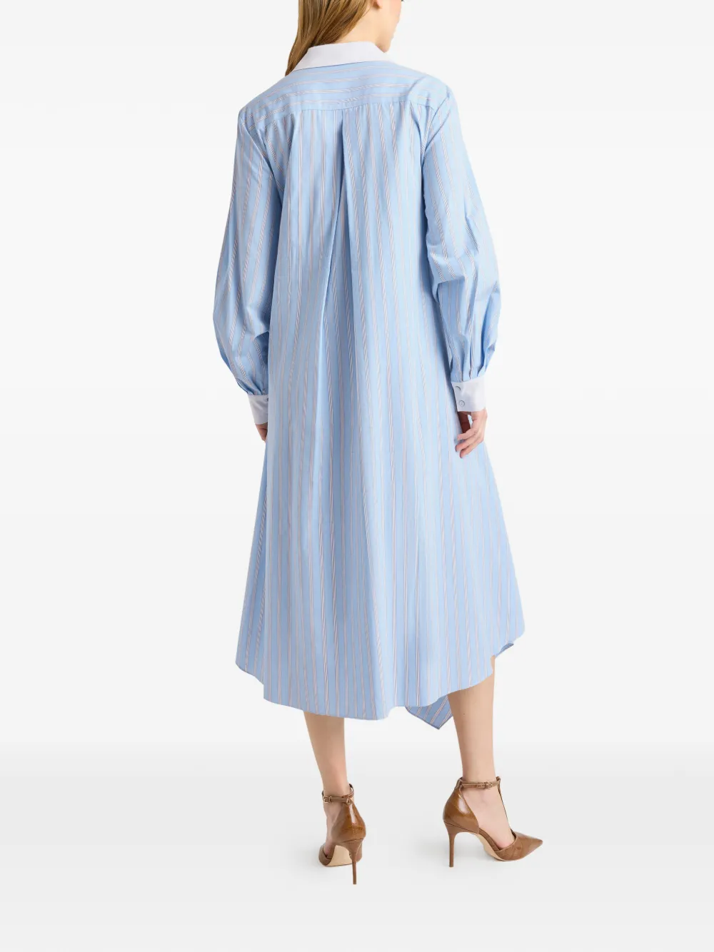 Cinq A Sept Viviette gestreepte jurk en strik Blauw