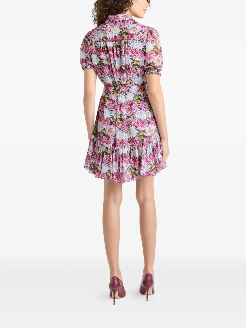 Cinq A Sept Jurk met print en ruches Roze