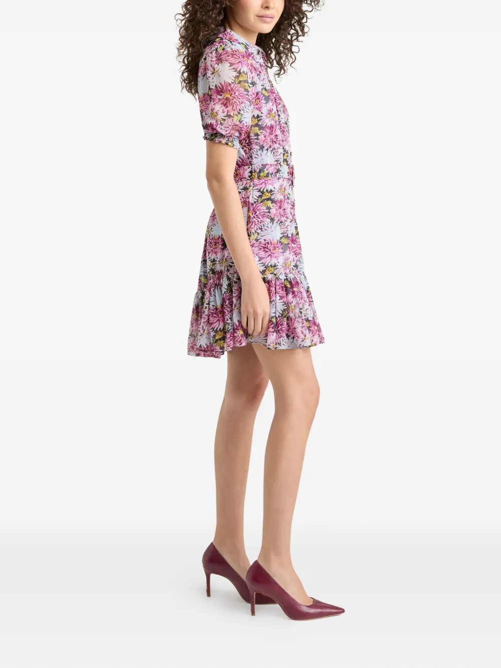 Cinq A Sept Jurk met print en ruches Roze