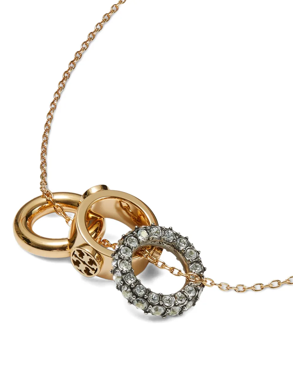 Tory Burch crystal-embellished logo-detail necklace and earrings set - Goud