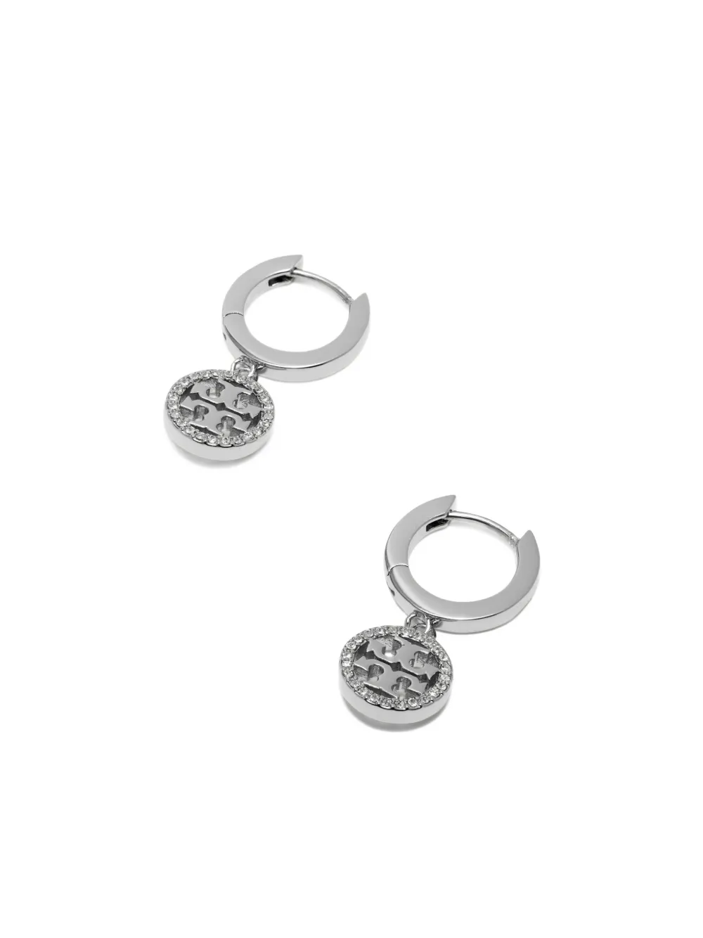Tory Burch crystal-embellished hoop earrings - Zilver
