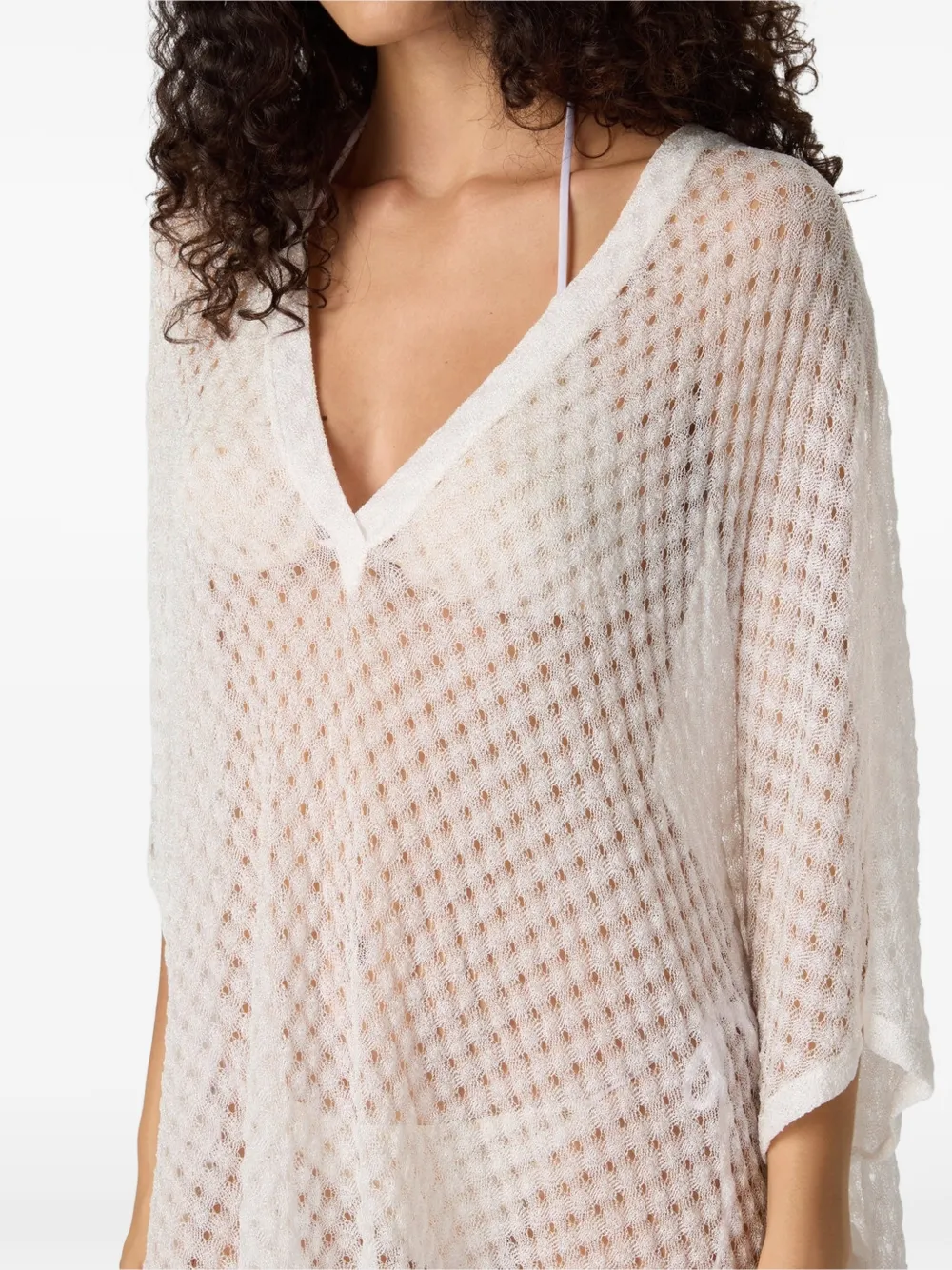 Missoni Raschel gebreide tuniek met korte mouwen en V-hals Wit