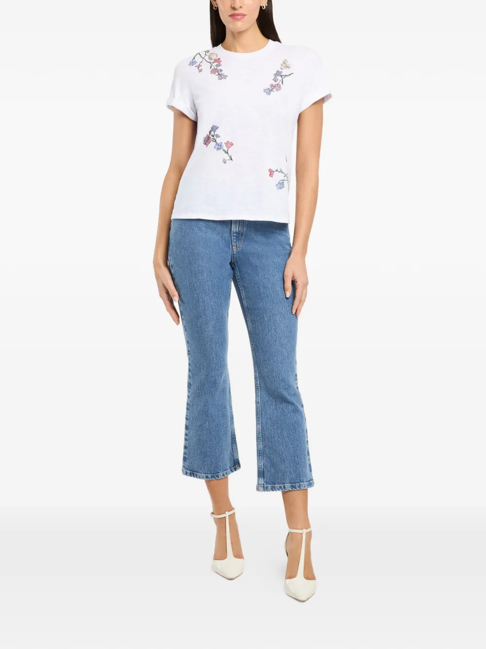 Cinq A Sept Floral Whispering Vines Bree T-shirt Wit