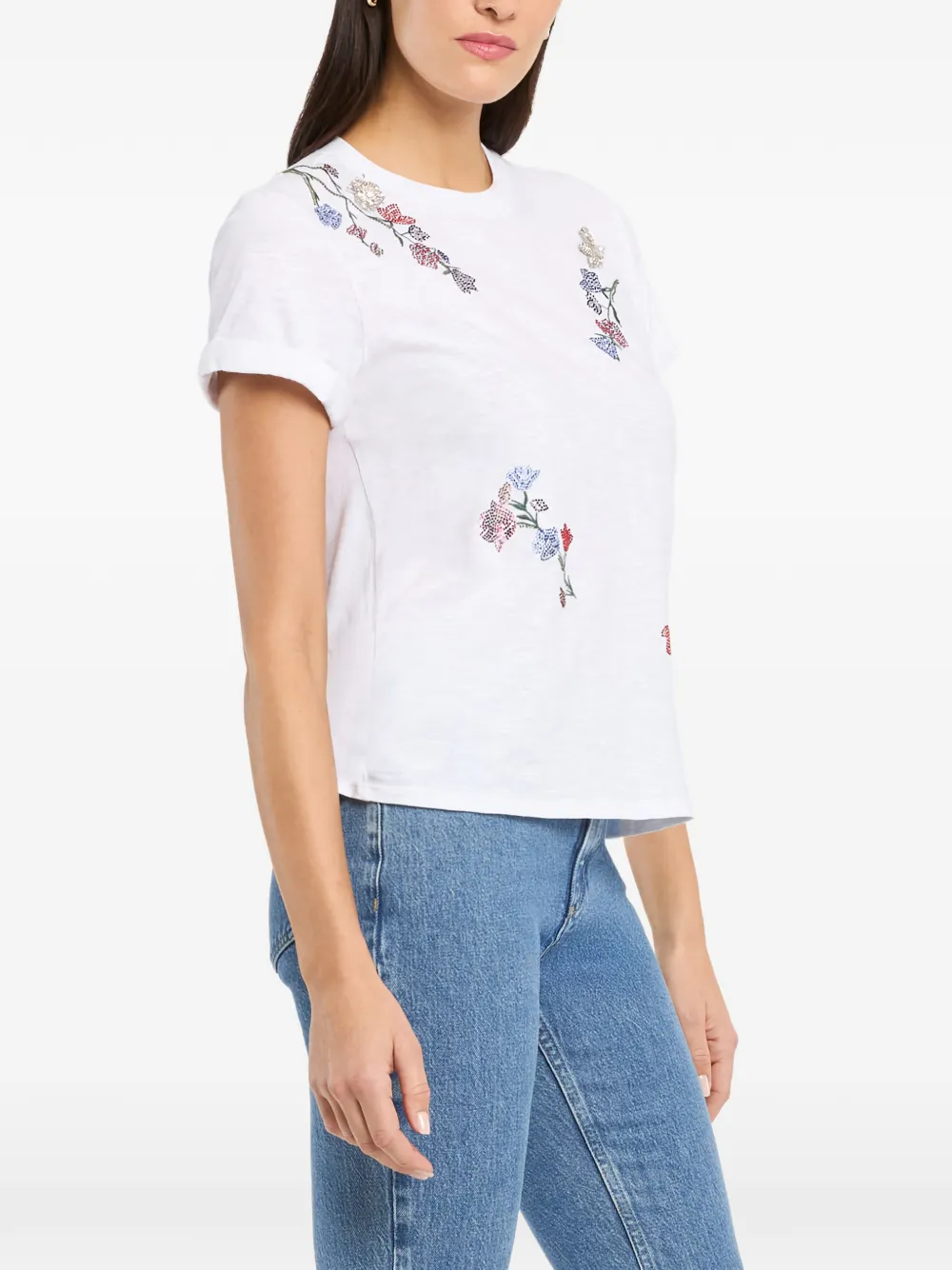 Cinq A Sept Floral Whispering Vines Bree T-shirt Wit