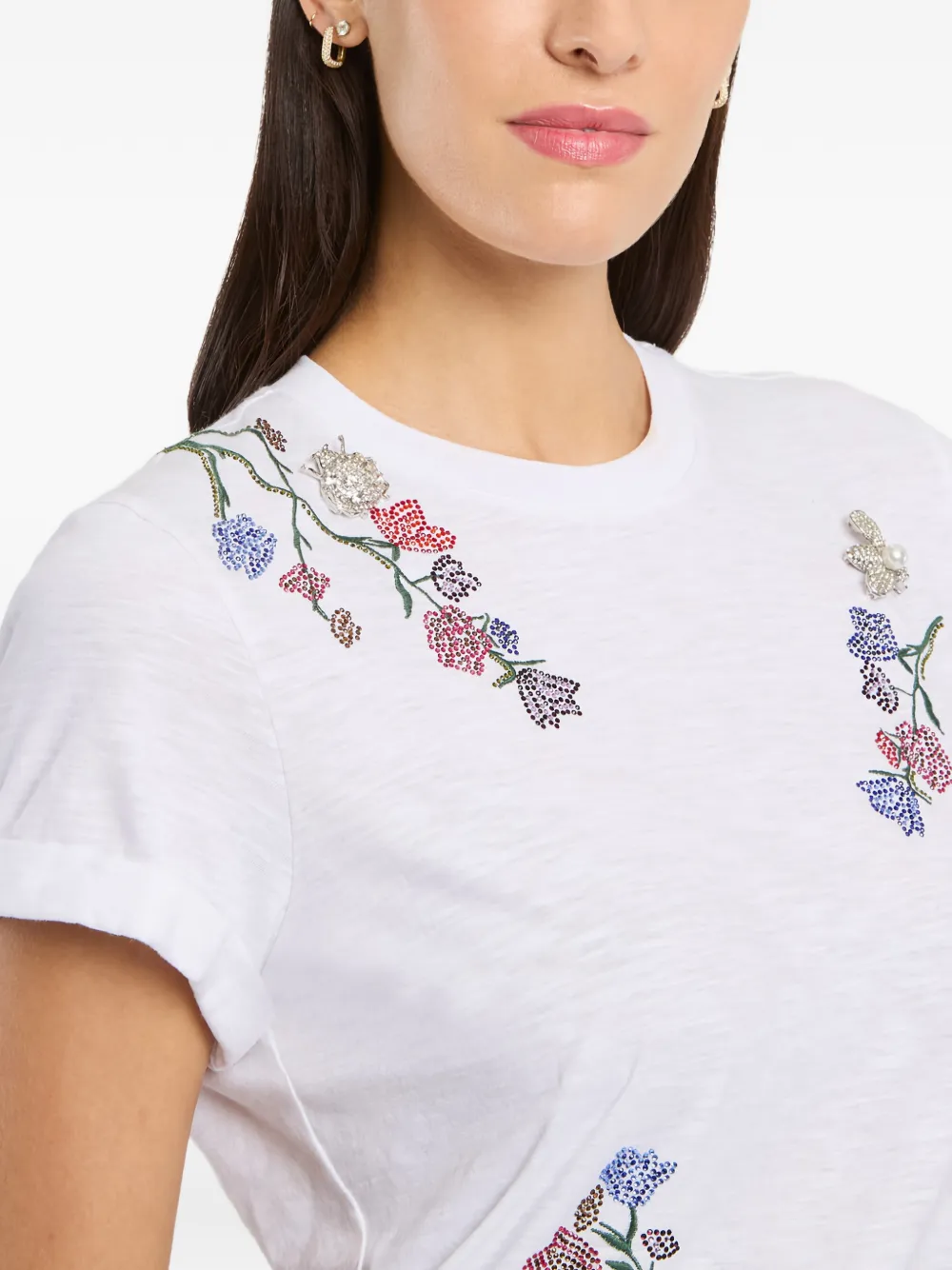 Cinq A Sept Floral Whispering Vines Bree T-shirt Wit