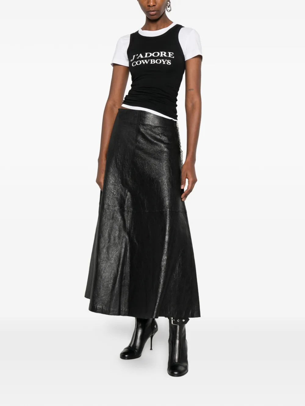 Alexander Wang Midi Circle leren rok Zwart