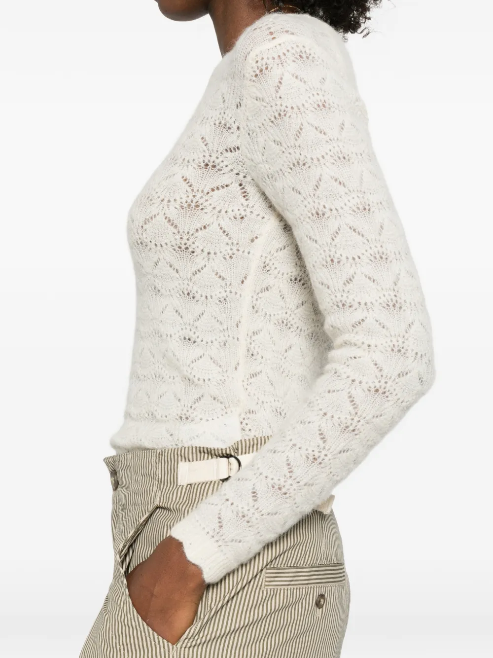 Marant Étoile Leonette Openwork Scalloped Sweater in Neutrals, view 5