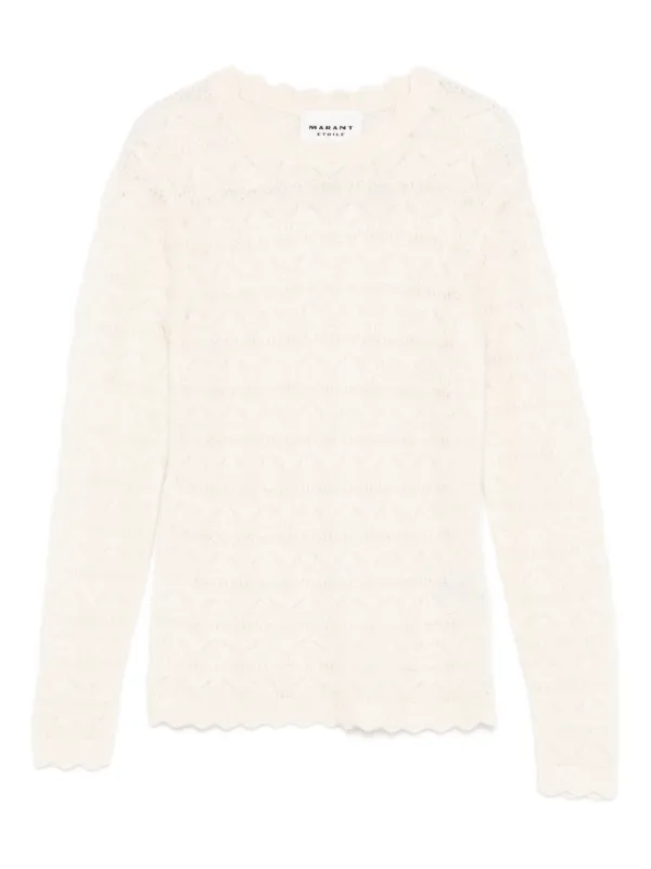 Marant Étoile Leonette Openwork Scalloped Sweater in Neutrals