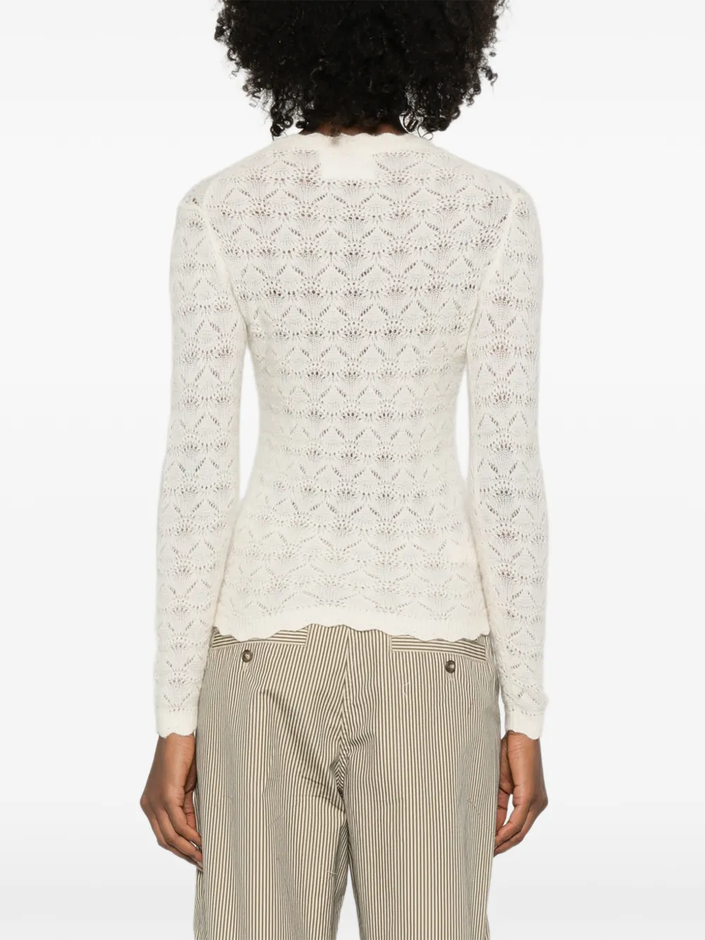 Marant Étoile Leonette Openwork Scalloped Sweater in Neutrals, view 4