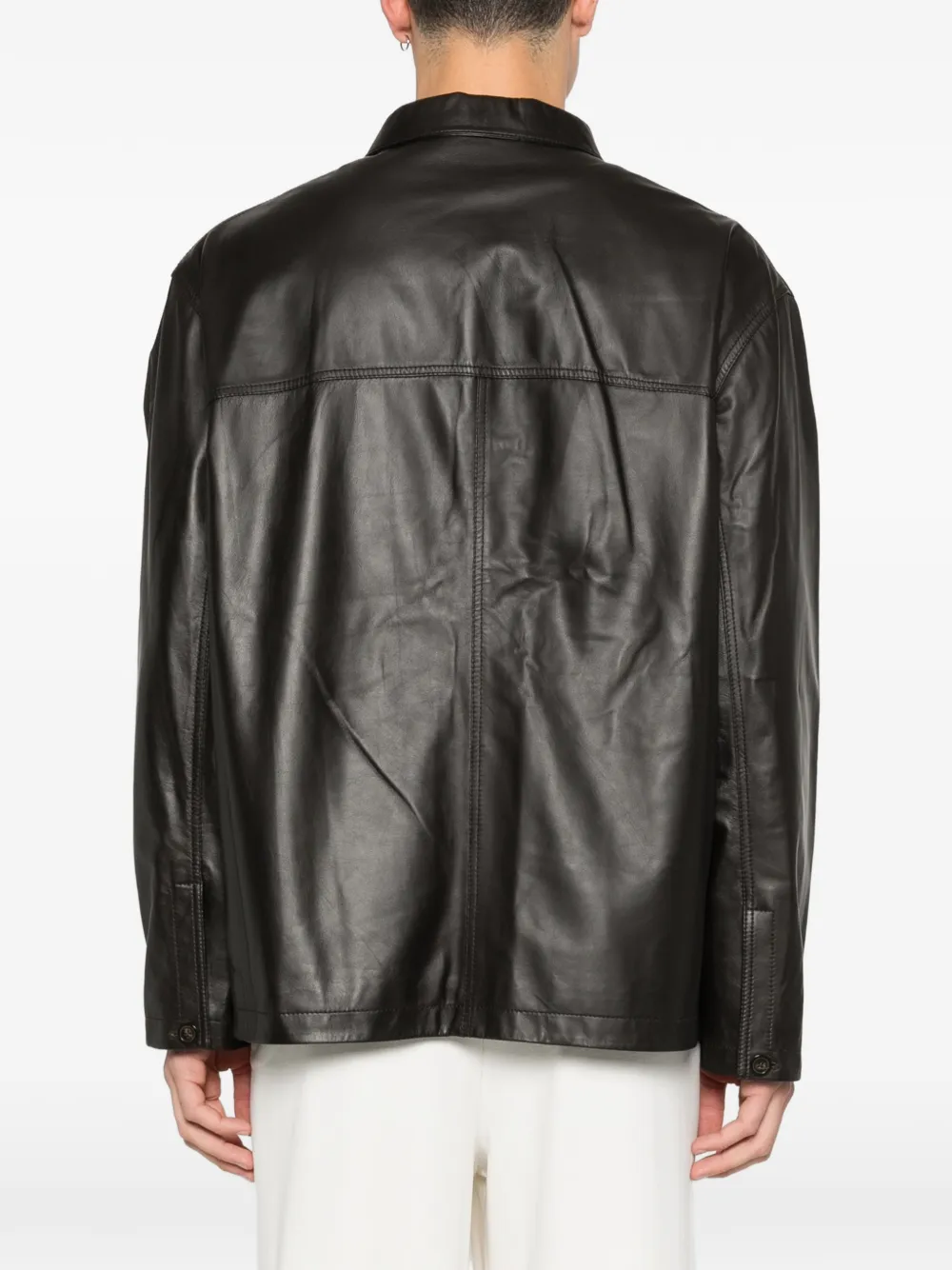Emporio Armani Shirtjack met klepzak en knopen Bruin