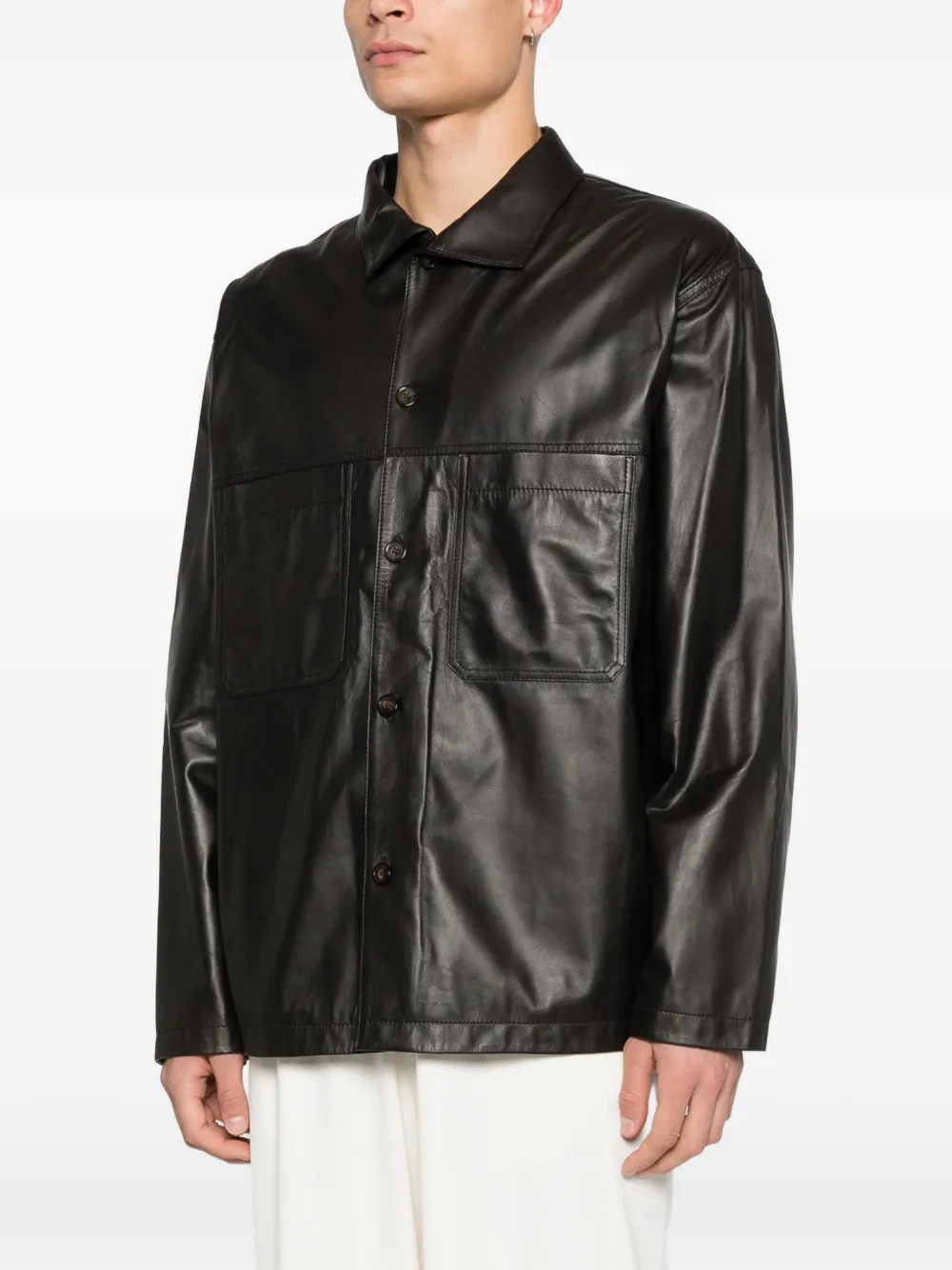 Emporio Armani Shirtjack met klepzak en knopen Bruin