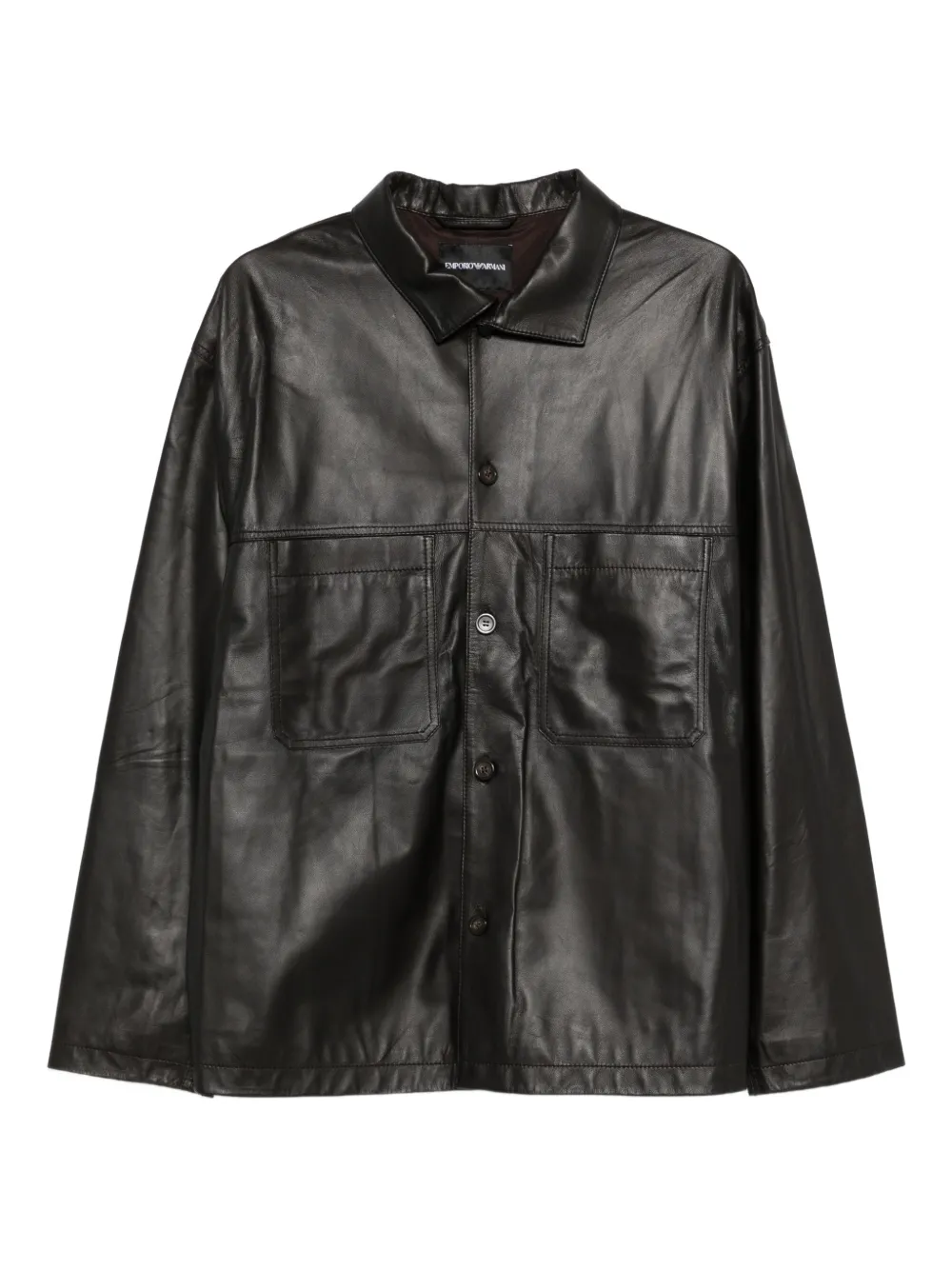 Emporio Armani buttoned flap-pocket overshirt - Marrone