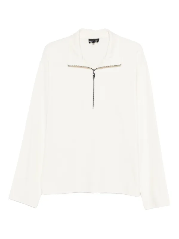 Emporio Armani Zip-collar Sweater in Neutrals