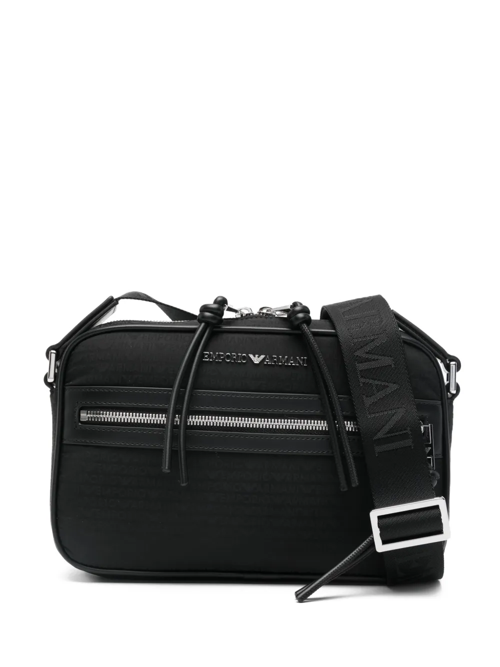 Emporio Armani logo-lettering messenger bag - Nero