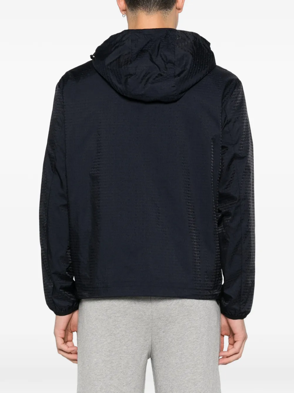 Emporio Armani Jack met logo-jacquard en capuchon Blauw