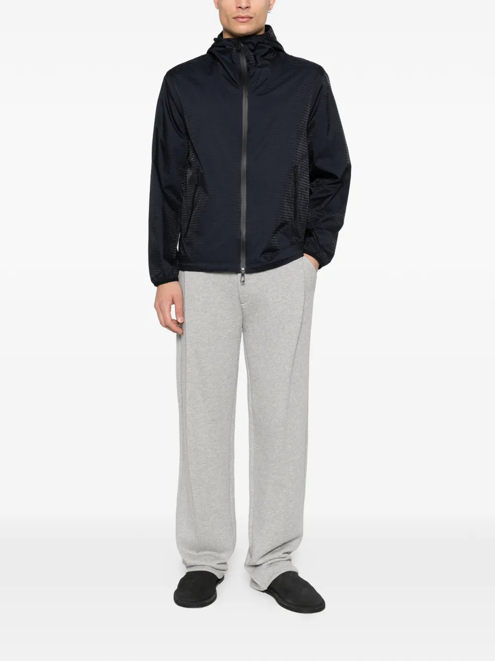 Emporio Armani Jack met logo-jacquard en capuchon Blauw
