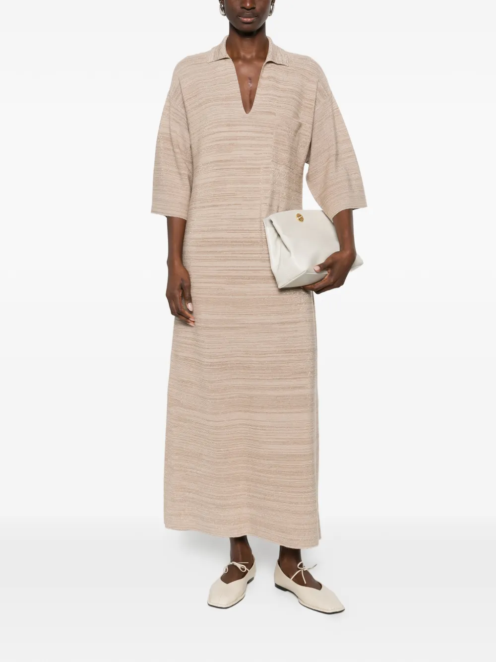 Fabiana Filippi V-neck pocket maxi dress - Beige