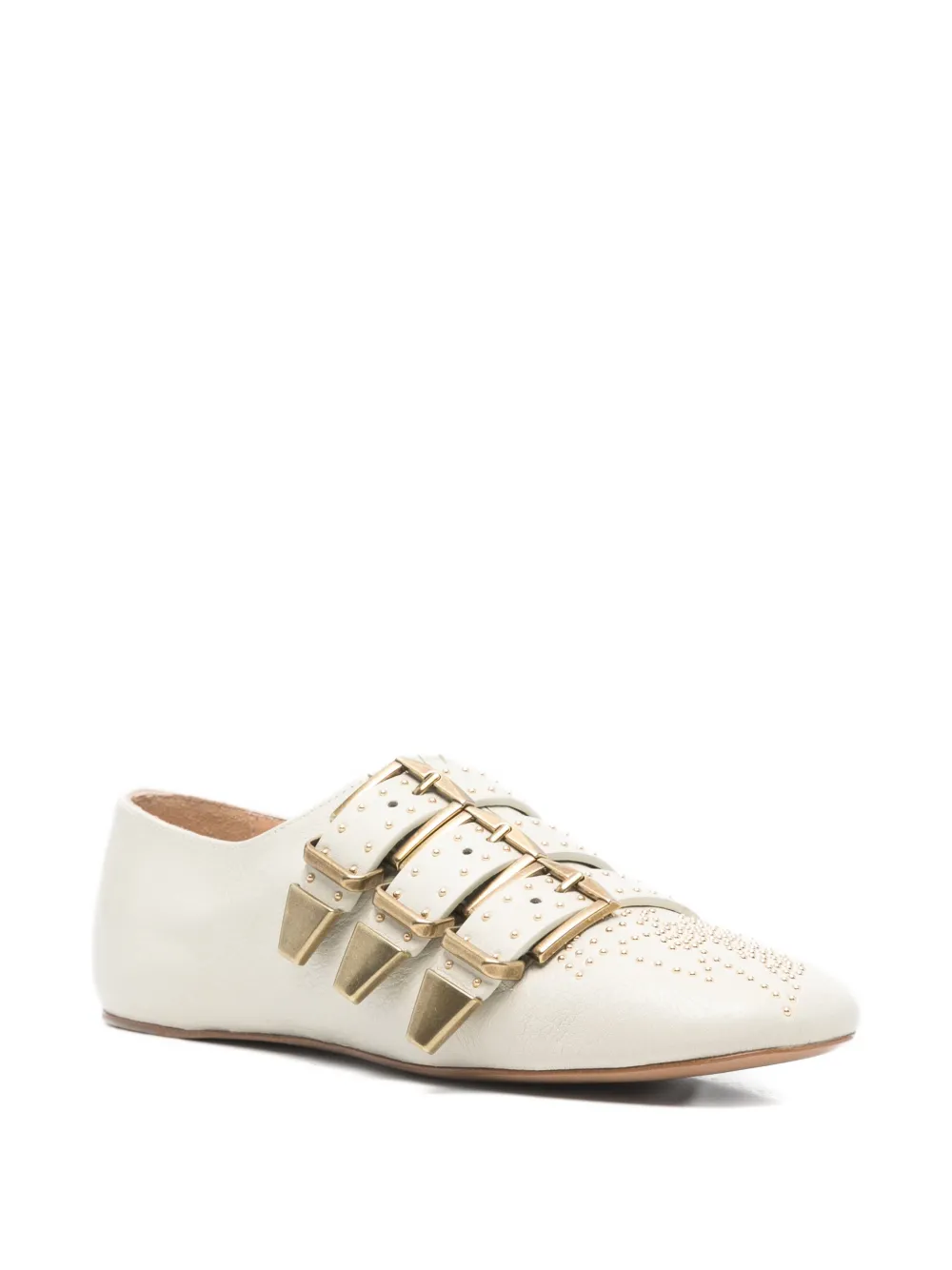 Chlo&eacute; Susanna buckle embellished ballet flats - Beige