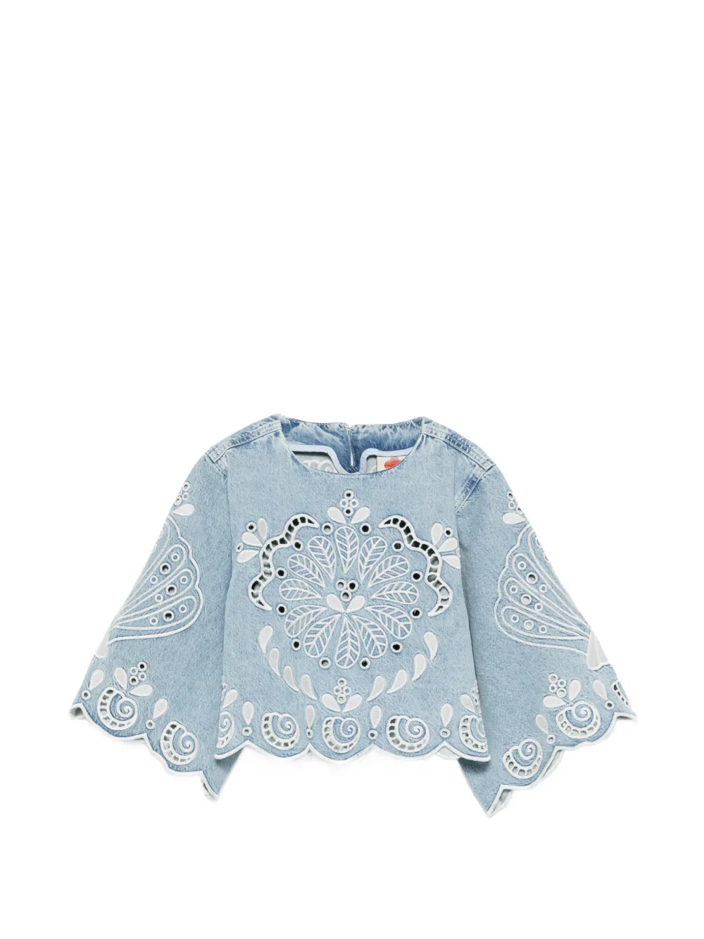 FARM Rio Richelieux geometric-embroidered blouse - Blu