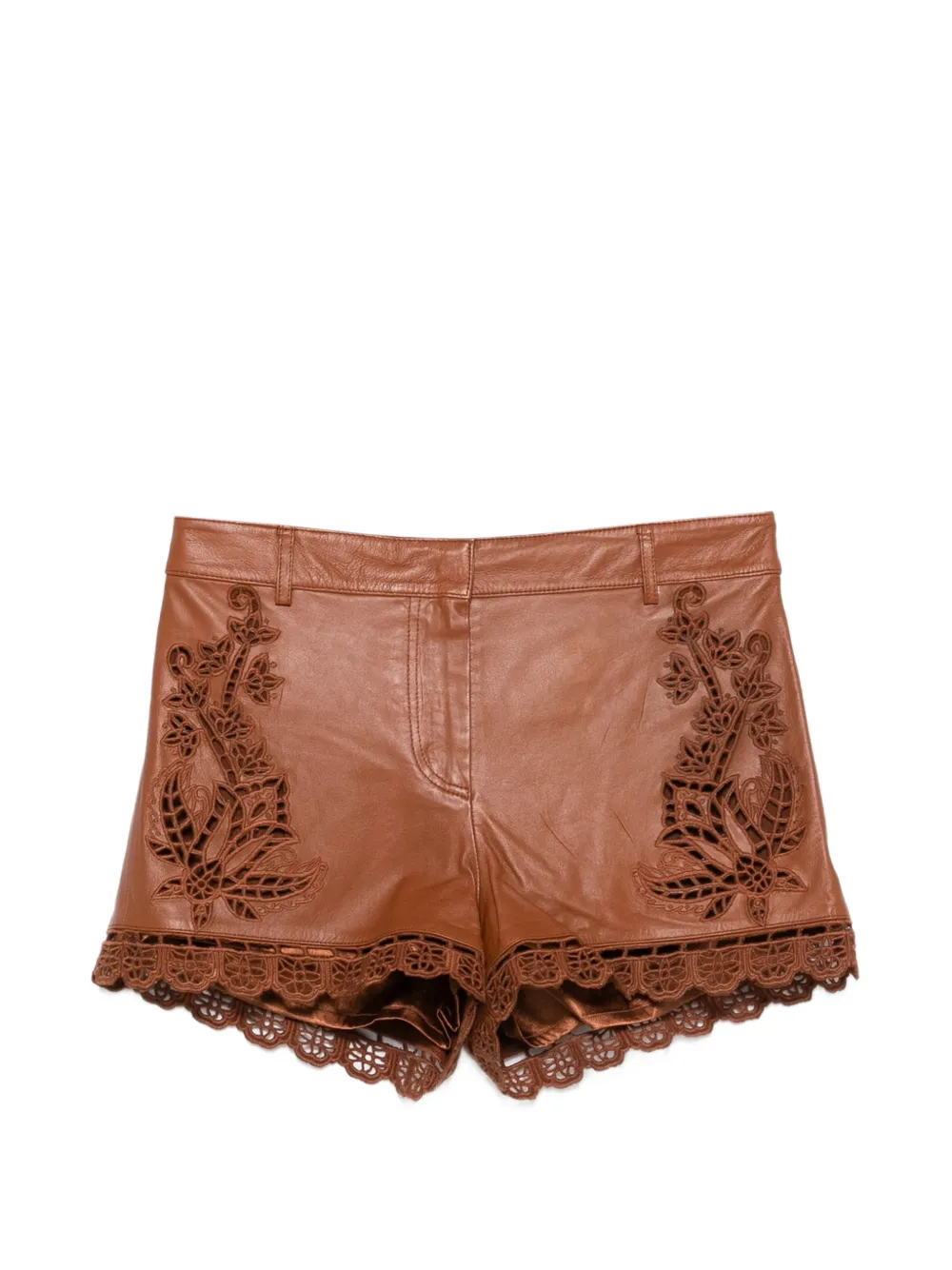 FARM Rio Richilieu leather shorts - Marrone