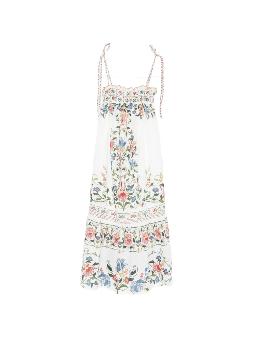 FARM Rio FARM RIO STITCHED GARDEN OFF-WHITE LONG DRESS - Bianco
