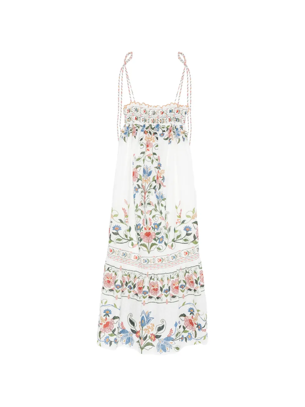 FARM Rio FARM RIO STITCHED GARDEN OFF-WHITE LONG DRESS - Bianco