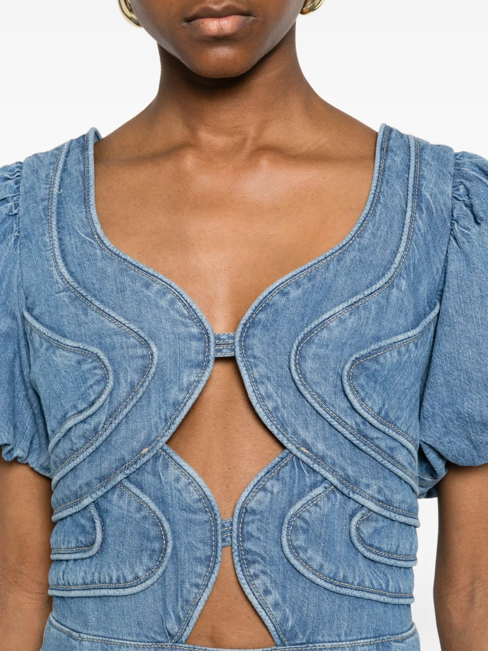 FARM Rio Mini-jurk verfraaid met afwerking Blauw