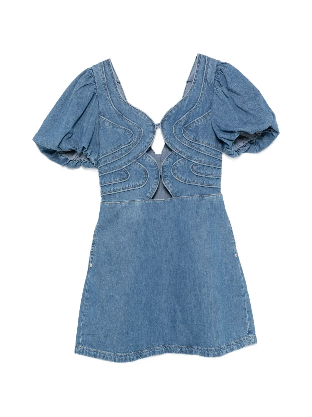 FARM Rio seam-embellishment mini dress - Blu