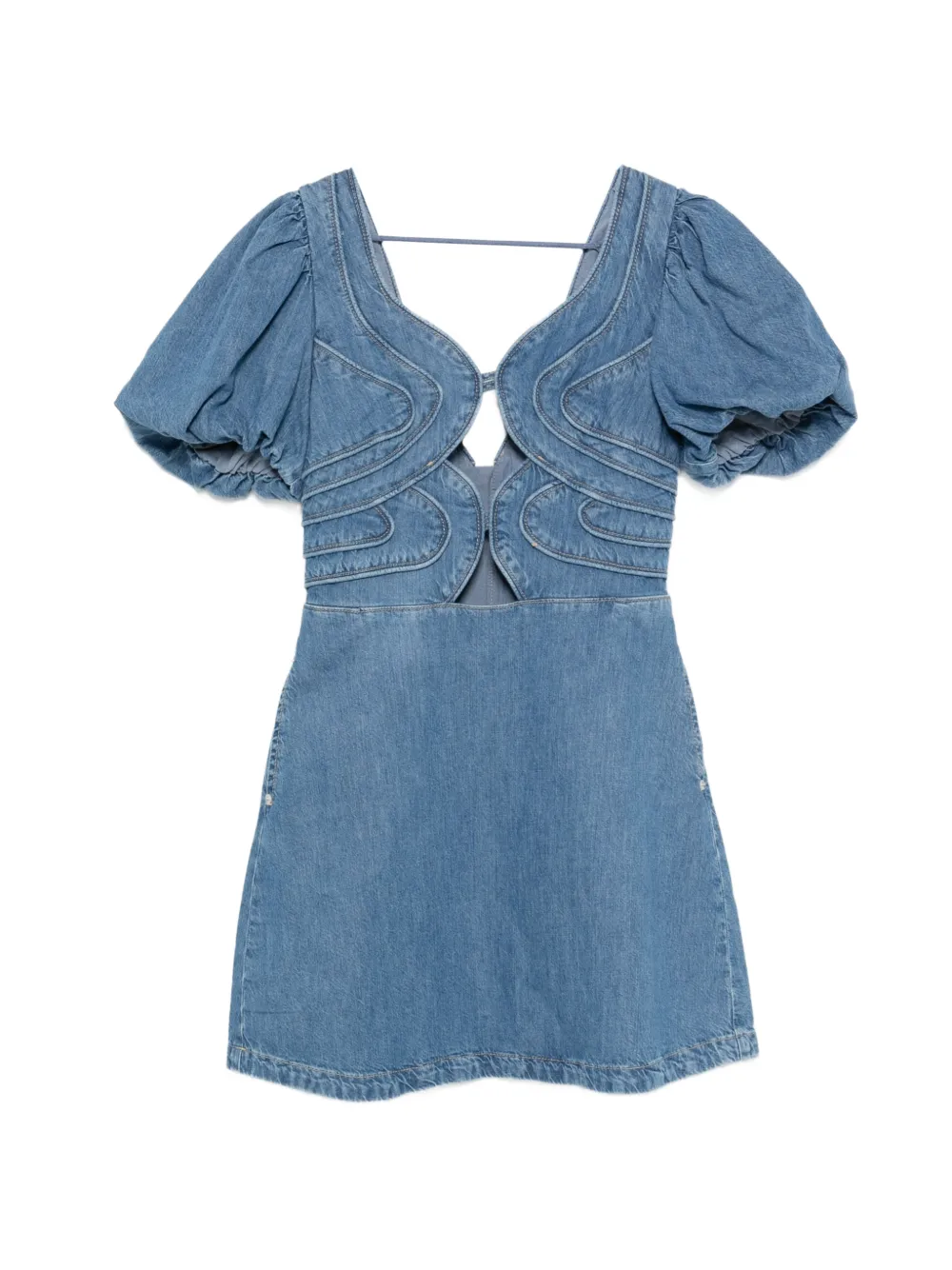 FARM Rio seam-embellishment mini dress - Blu