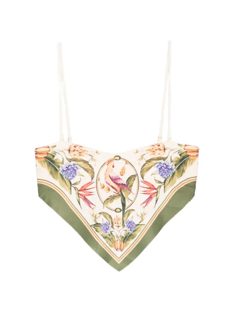FARM Rio Strilitzia floral-print handkerchief-hem bikini top