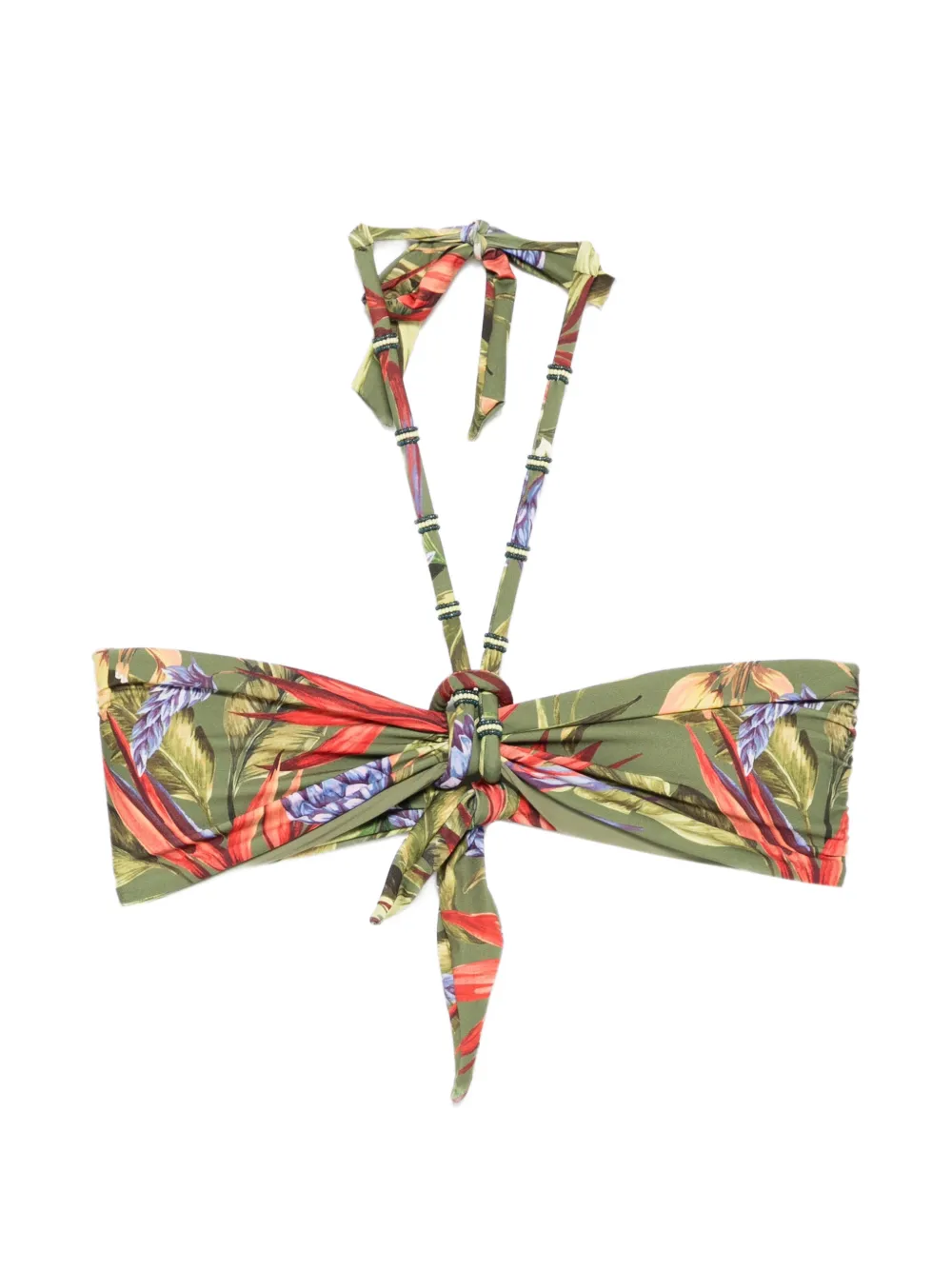 FARM Rio Strelitzia floral-print bikini top - Verde