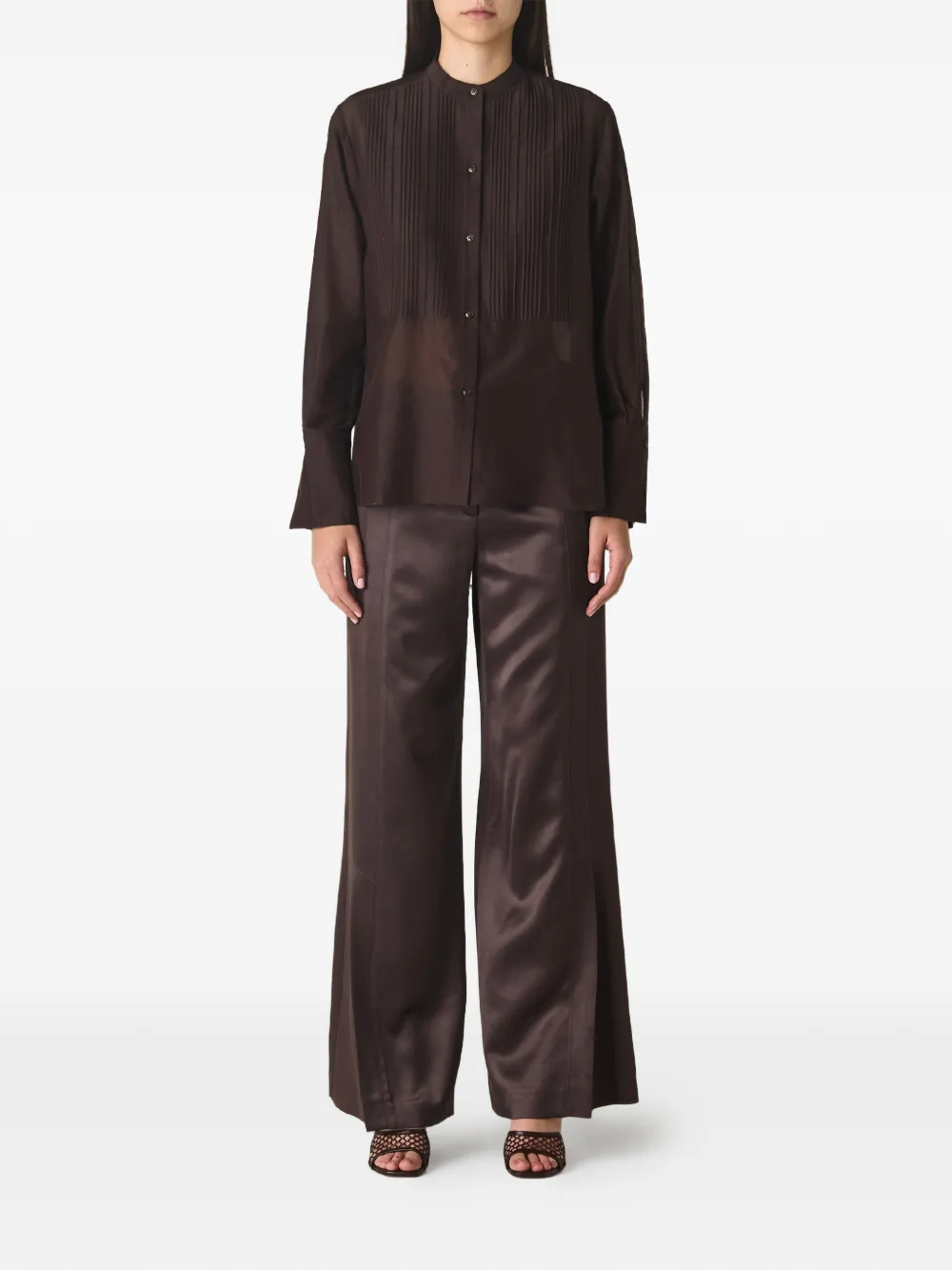 TWP Night Before pleated-detail shirt - Bruin