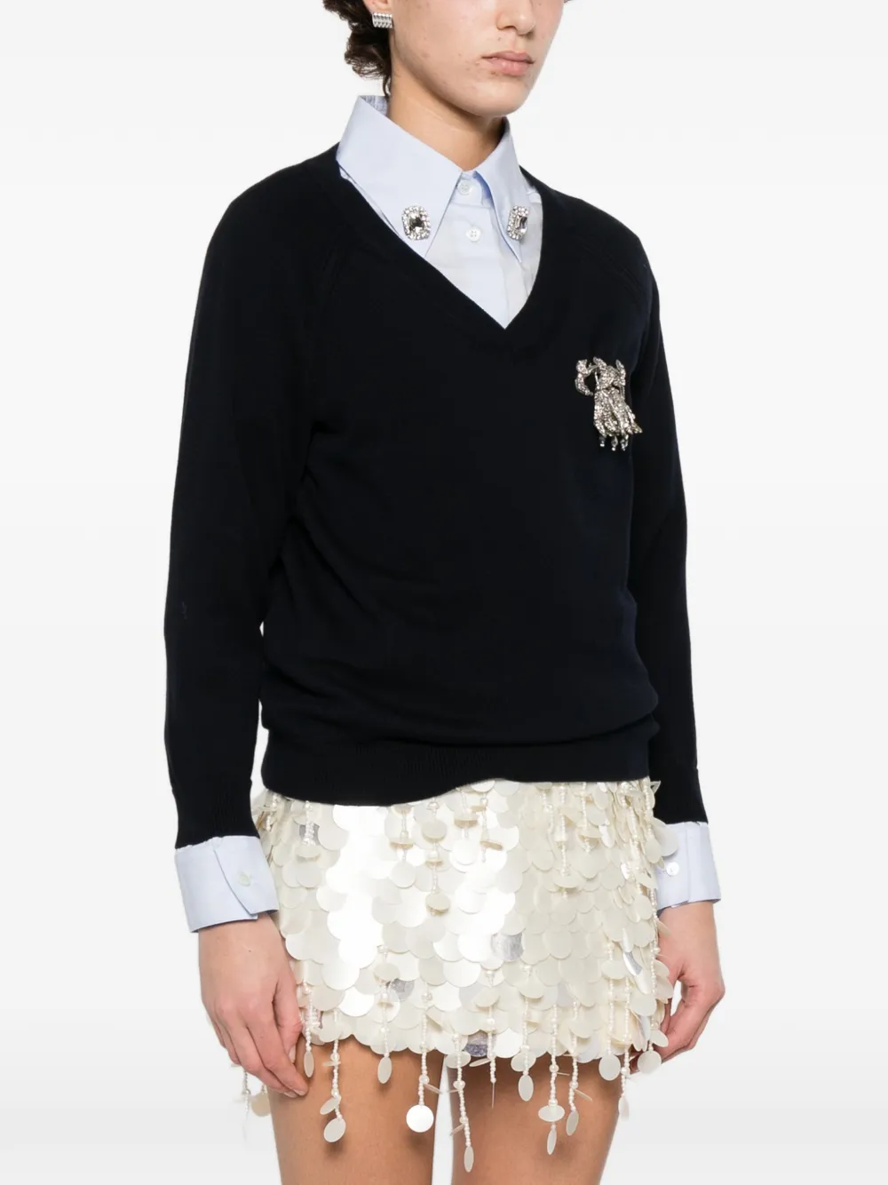  Nº21 V-neck Knitwear - Blue 