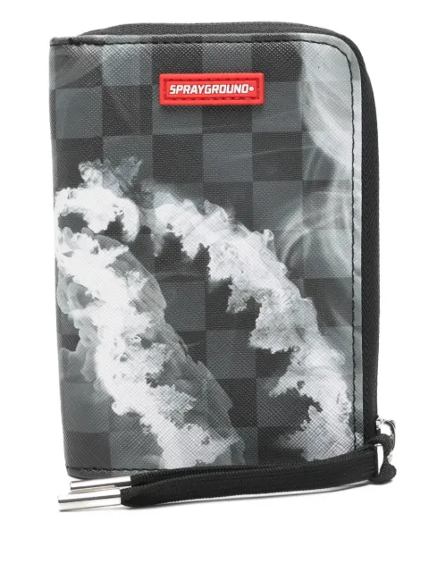 Sprayground checkerboard print zip wallet