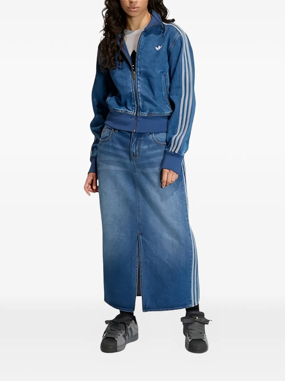  Adidas Three-stripe Full-zip Jacket - Blue 