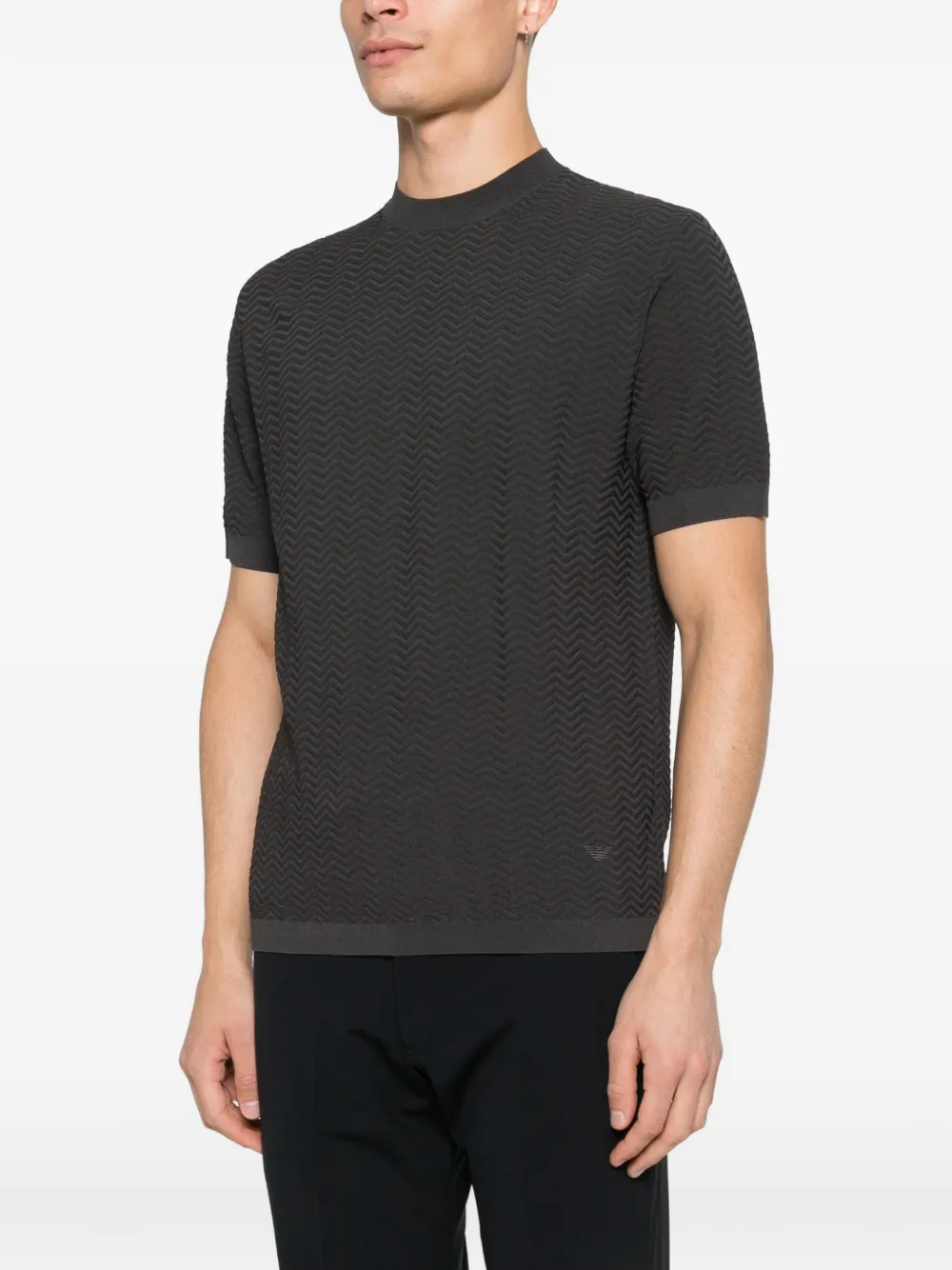 Emporio Armani T-shirt met chevron patroon en korte mouwen Grijs