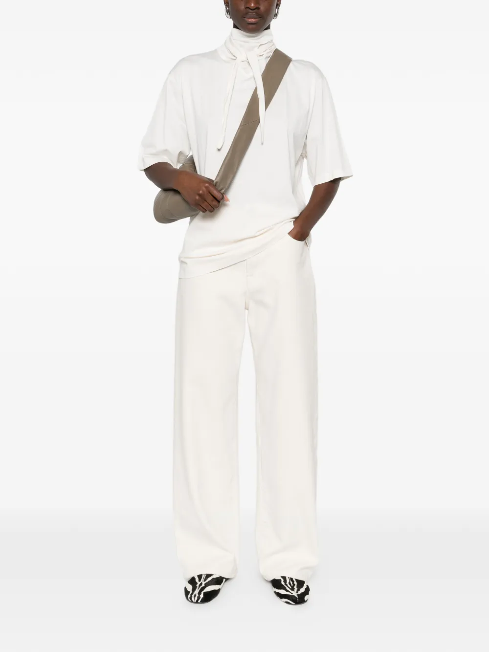  Lemaire Roll-neck Short-sleeve T-shirt - Neutrals 