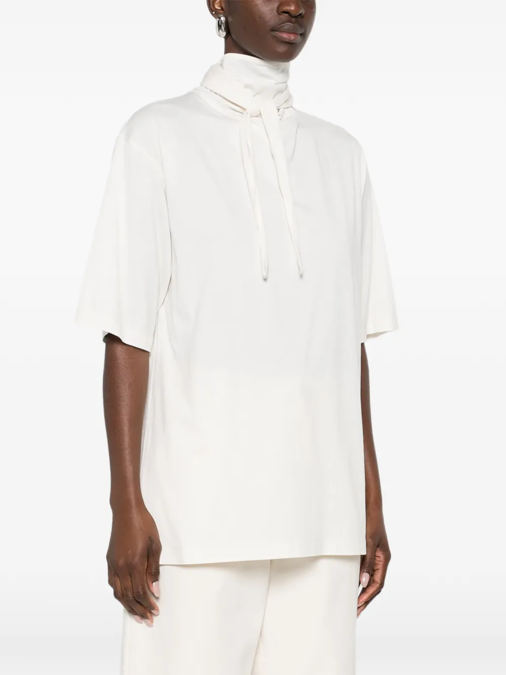  Lemaire Roll-neck Short-sleeve T-shirt - Neutrals 