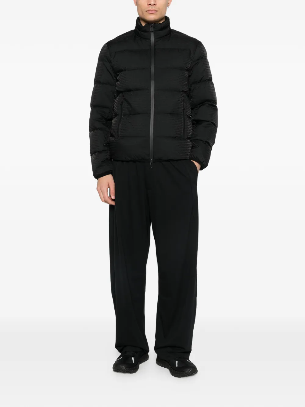 Emporio Armani Gewatteerd jack met rits Zwart