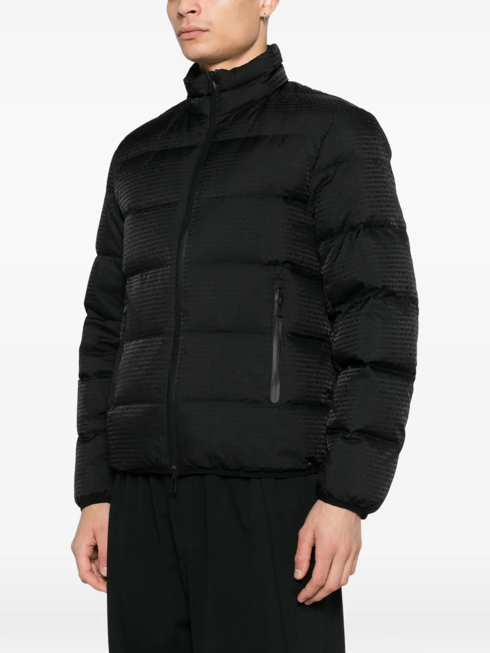 Emporio Armani Gewatteerd jack met rits Zwart