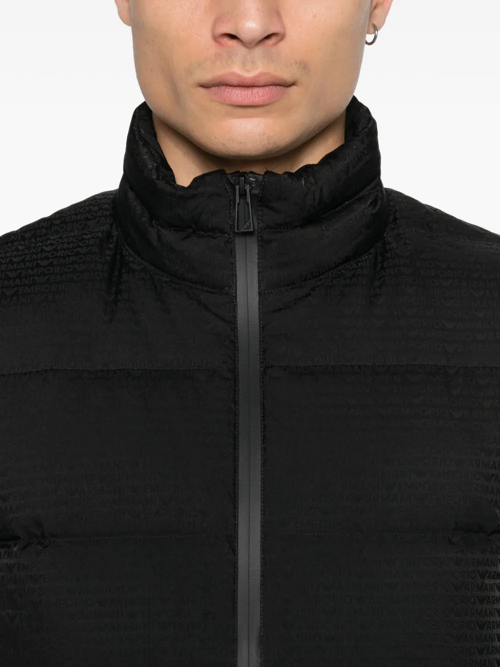 Emporio Armani Gewatteerd jack met rits Zwart