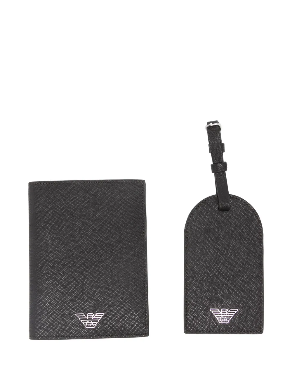 Emporio Armani logo-plaque passport holder (set of two) - Nero