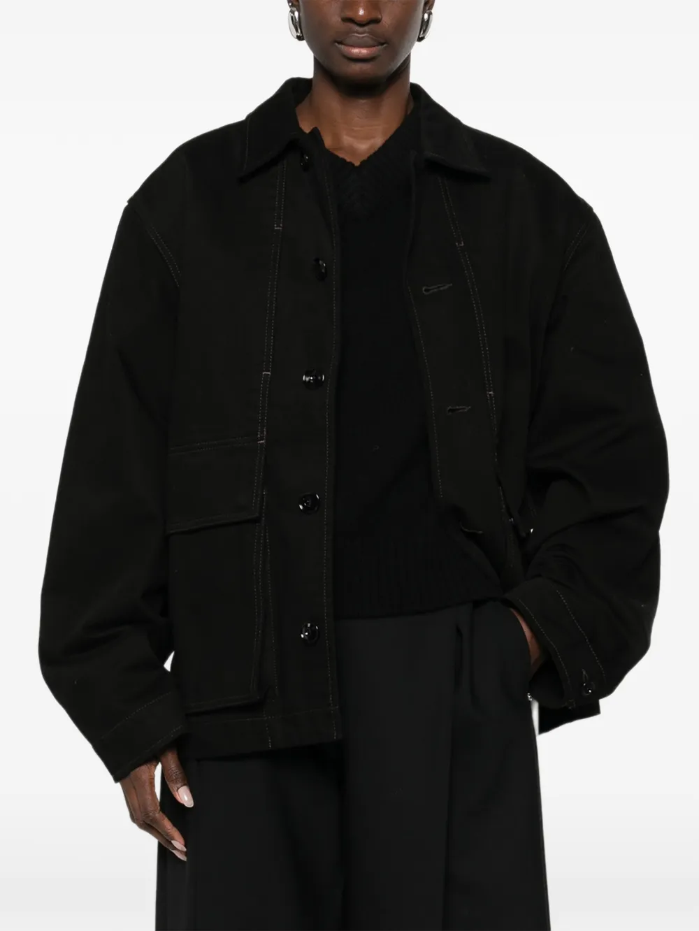  Lemaire Pocket Button Overshirt - Black 
