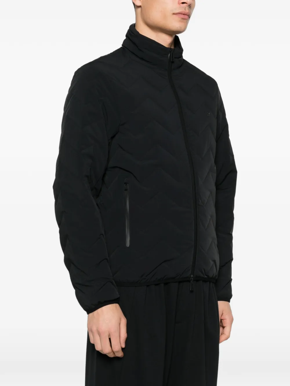 Emporio Armani Gewatteerd jack met rits Zwart