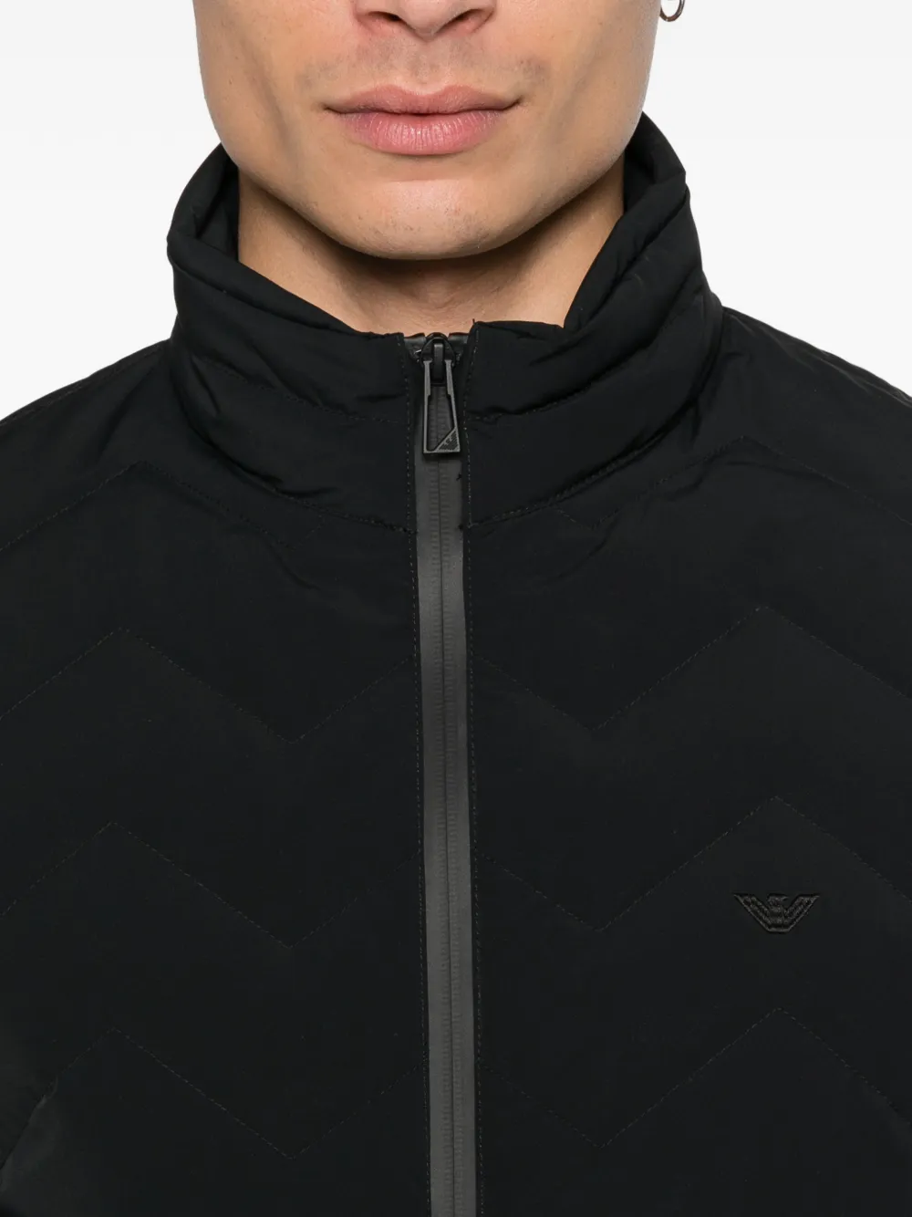 Emporio Armani Gewatteerd jack met rits Zwart