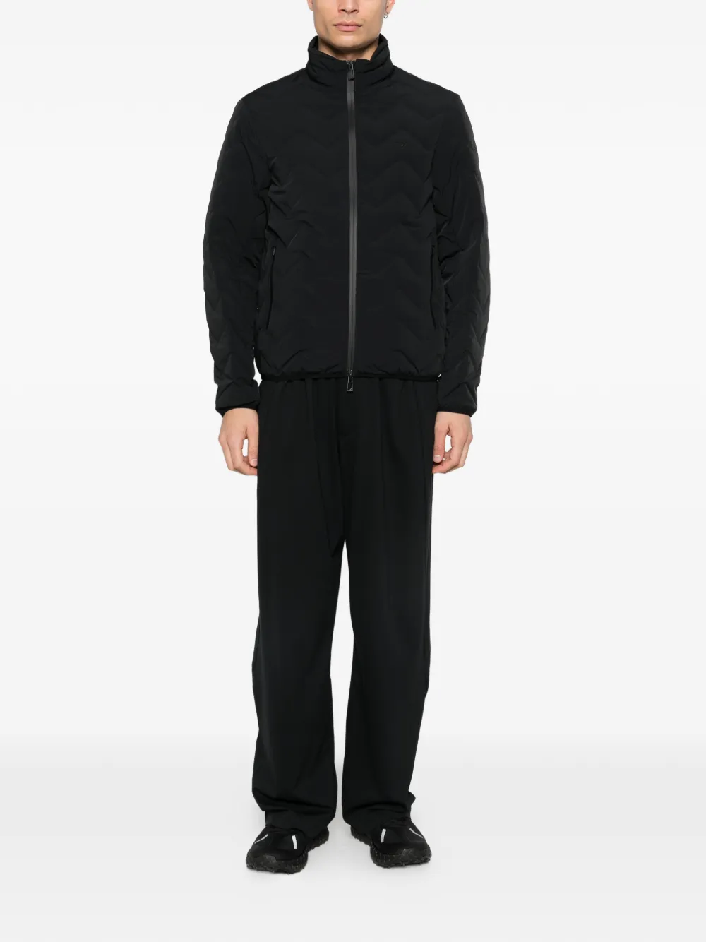 Emporio Armani Gewatteerd jack met rits Zwart