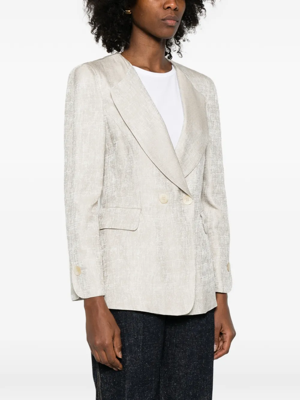 Emporio Armani Blazer met dubbele rij knopen Beige