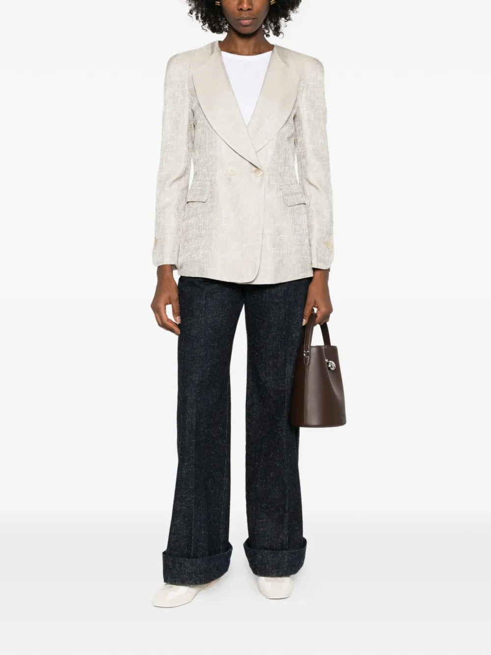 Emporio Armani Blazer met dubbele rij knopen Beige