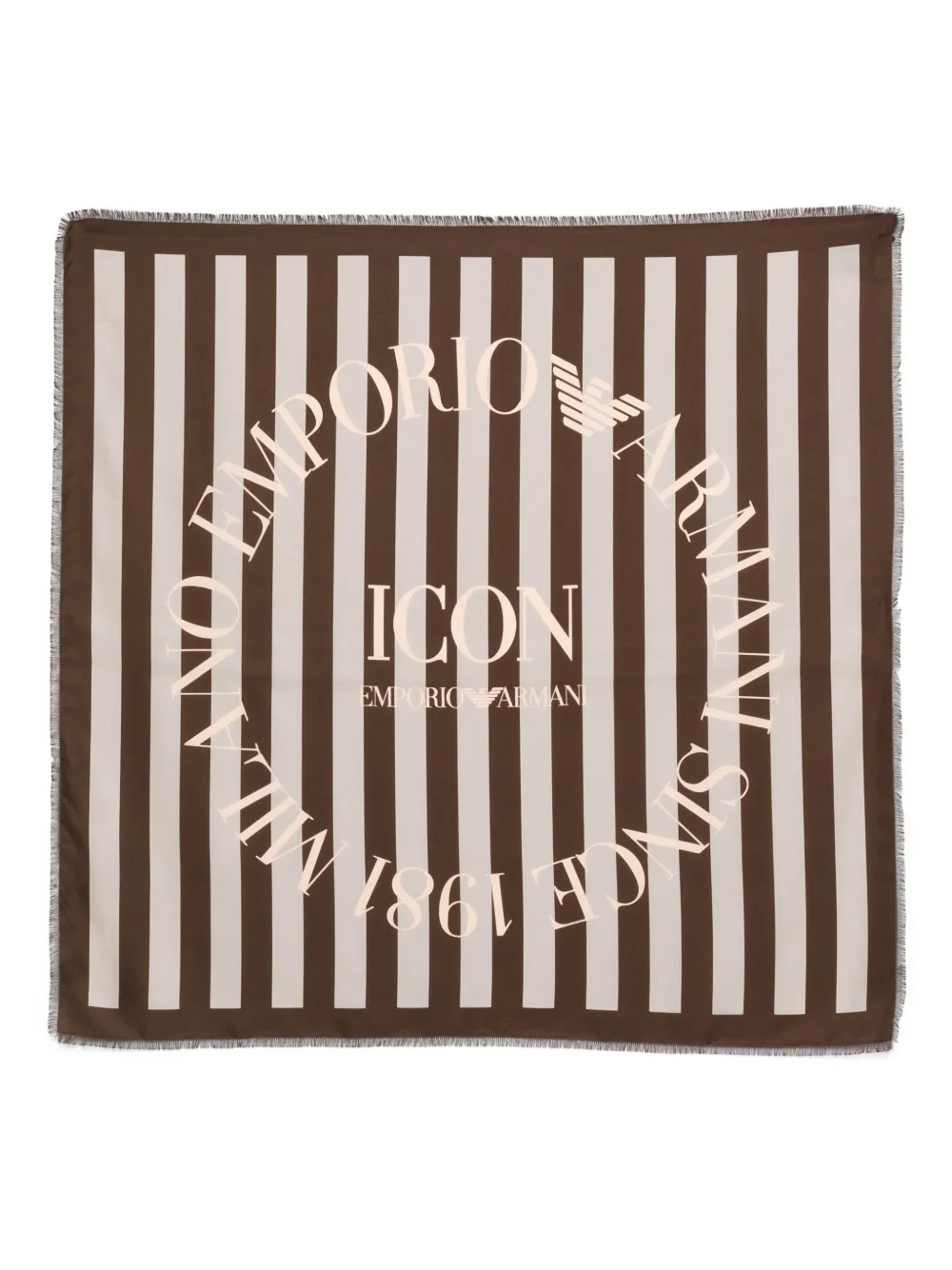 Emporio Armani striped fringed scarf - Marrone