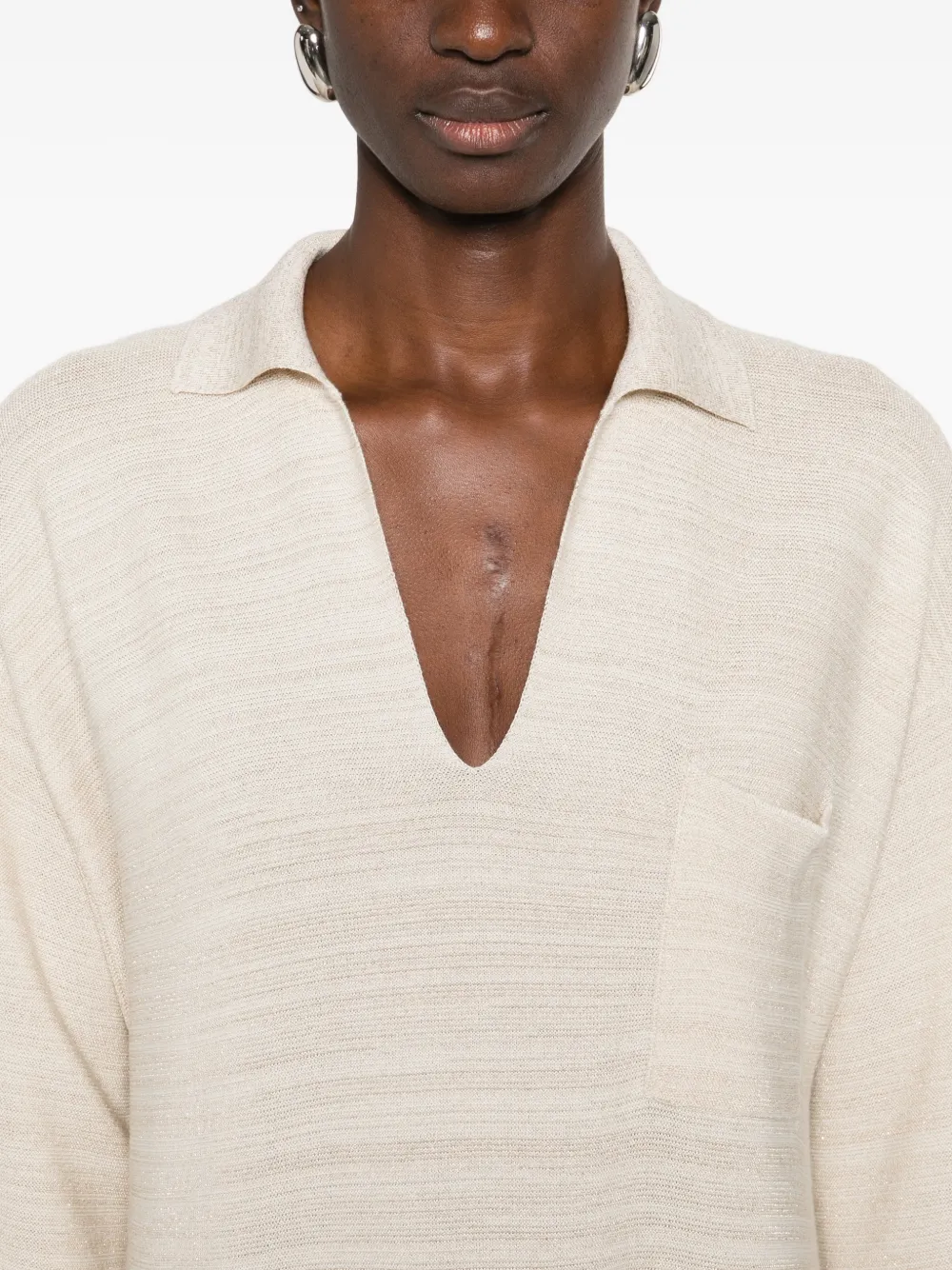 Fabiana Filippi Maxi-jurk met V-hals en zak Beige